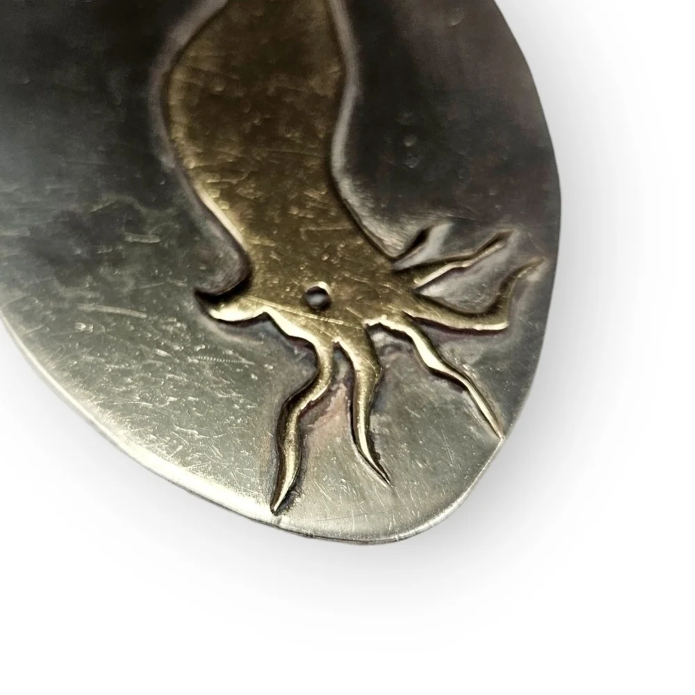 Vintage Cockatoo Brooch Brass Alpaca Silver Large Oval Tropical Bird  40s 3 3/8